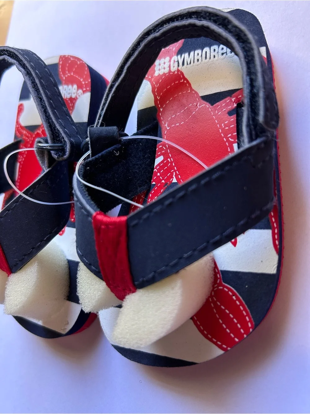 NWOT Gymboree Lobster Red, Navy & White Striped Toddler Sandals Flip Flops Sz 5